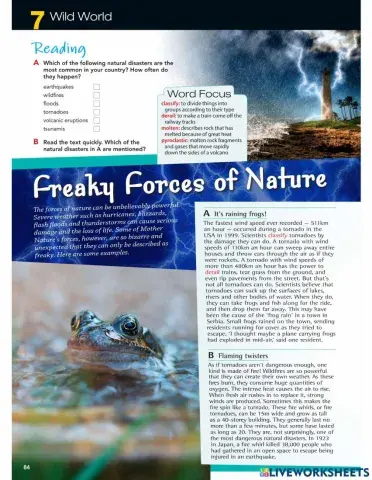 Natural Disaster Reading