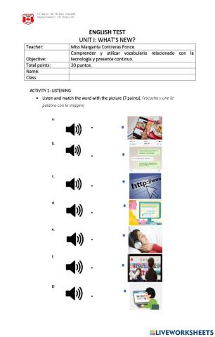 Test Unit 1 6th grade