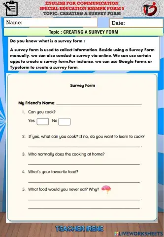 Completing Survey Form
