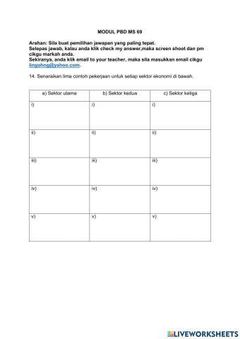 3.2.1 Jenis pekerjaan mengikut sektor ekonomi