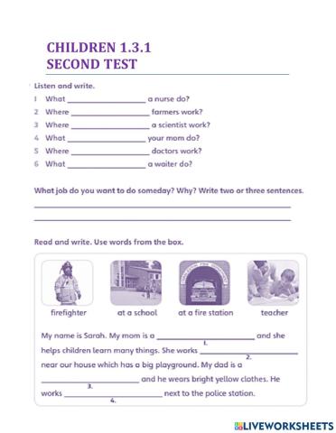 CHILDREN 1.3.1 - UNIT 2 TEST
