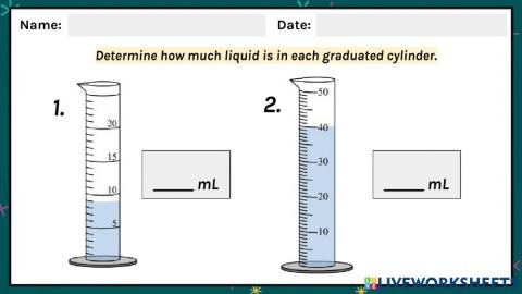 Volume of Liquids Worksheet