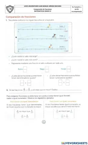 Comparación de fracciones