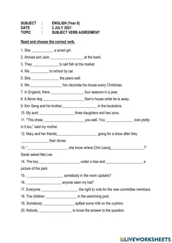 Subject Verb Agreement