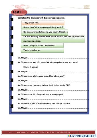 Greetings, Introductions