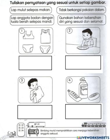 Seret jawapan dan letakkan di petak dengan betul