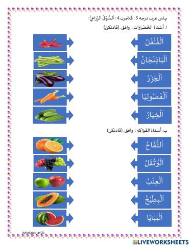 Arab-Nama buah & sayuran
