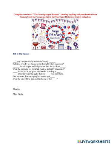 National Anthem of the USA: The Star-Spangled Banner