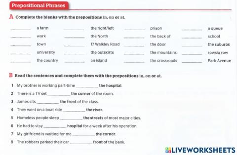 Prepositional Phrases