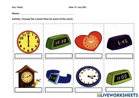 Reading Unit 7: Out and About (Telling the Time)