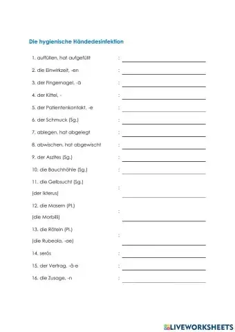 Pflege Wortschatz 24