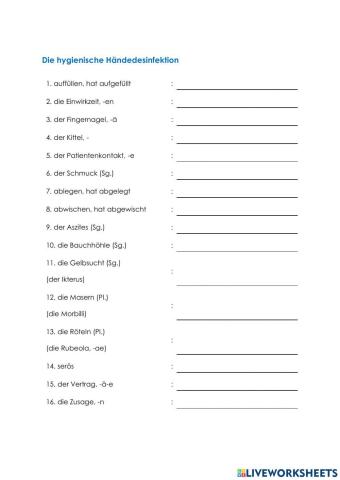 Pflege Wortschatz 24