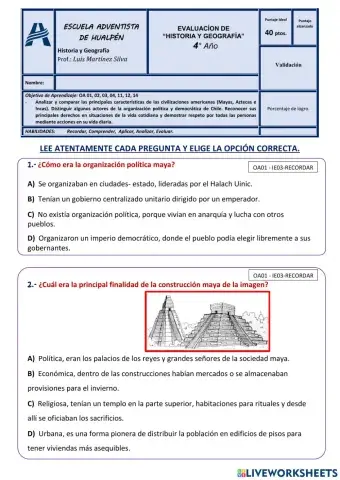 Evaluación de Historia