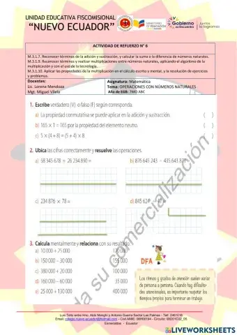 Operaciones con números naturales