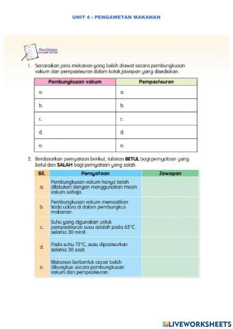 Unit 4 : pengawetan makanan
