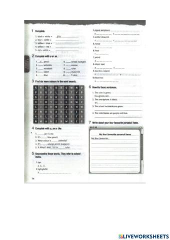 Colours and school objects