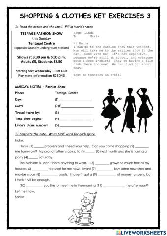 Clothes & Shopping KET Exercises 3
