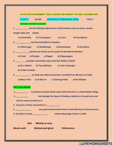 7th -SOURCES OF MEDIEEAL INDIA