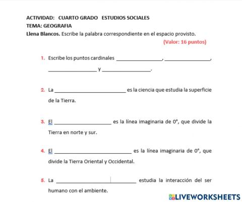 Vocabulario coordenadas