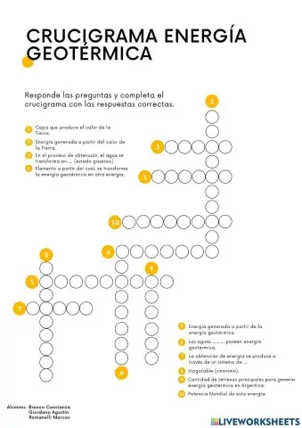 Crucigrama Energia Geotermica