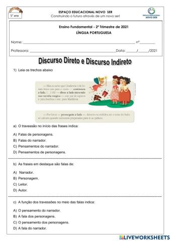 Discurso Direto e Indireto