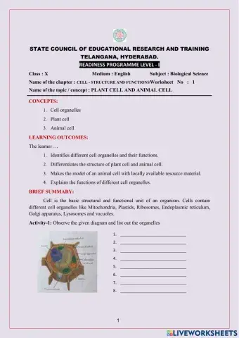Cell - structure and functions