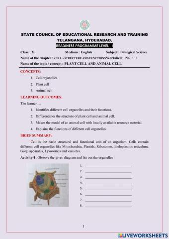 Cell - structure and functions