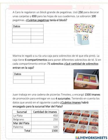 Problemas con divisiones y multiplicaciones