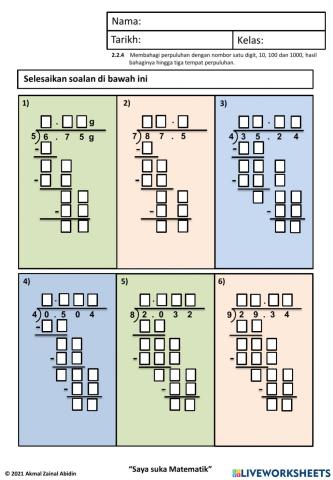 2.2.4 Bahagi Perpuluhan