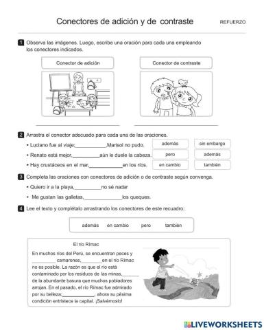 Conectores de adición y contraste - Refuerzo lo aprendido