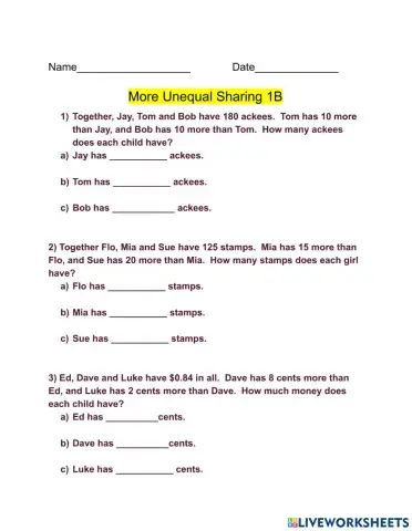 More Unequal Sharing 1B