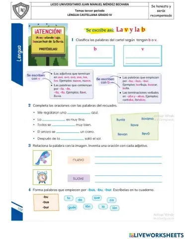 Palabras con v y con b