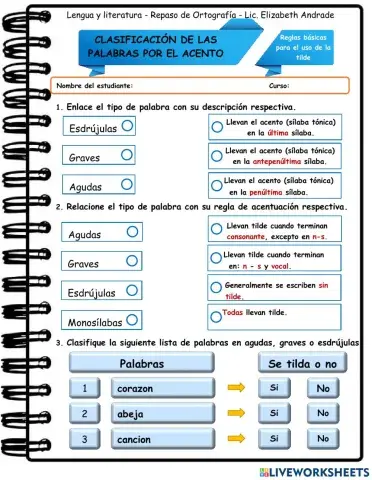 Palabras agudas, graves y esdrújulas