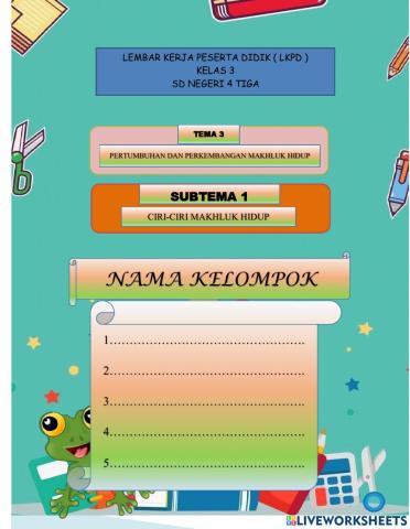 LKPD Tema 1 Subtema 1 PB 1 Kelas 3