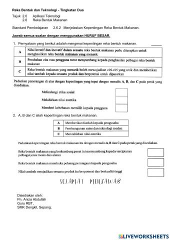 RBT T2 Reka Bentuk Makanan