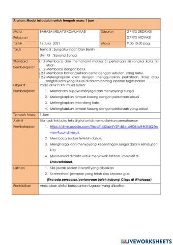 Unit 15  : Sayangi Sungai
