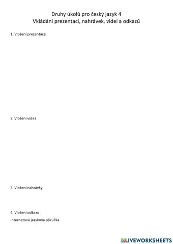 Druhy úkolů pro český jazyk 4