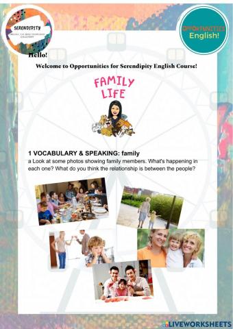 Unit 1B, intermediate, family life