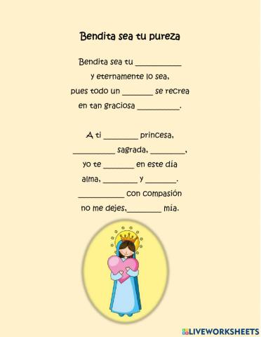 Oración Bendita sea tu pureza