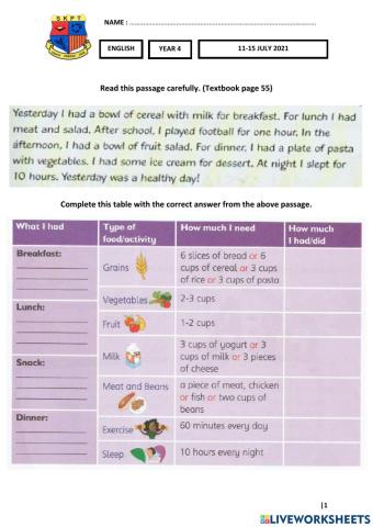 ENG Y4 Week 23 (11-15 JULY) Worksheets 1