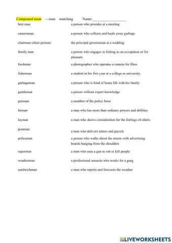 Compound words- +man