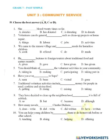 Unit 3 : Community Service