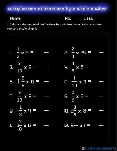 Fraction multiplication with Whole Number