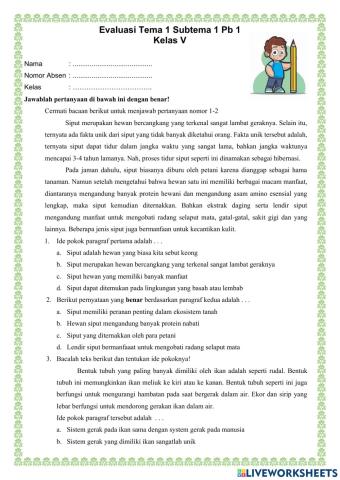 Evaluasi Tema 1 Subtema 1 Pb 1