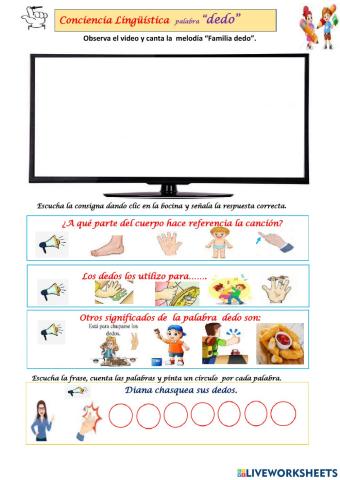 Conciencia linguistica palabra dedo