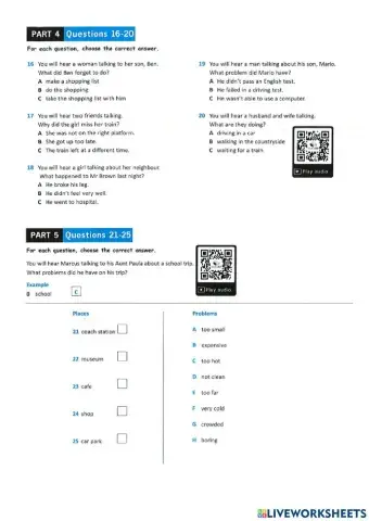 6E 11.7 Listening part 4 5  - A2 test 3