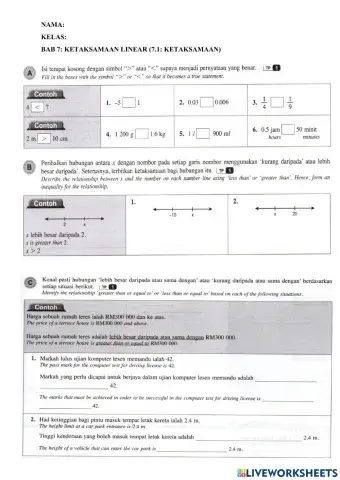 BAB 7: KETAKSAMAAN LINEAR (Ketaksamaan)