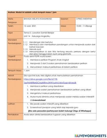 Unit 14  : Keluarga Angkatku