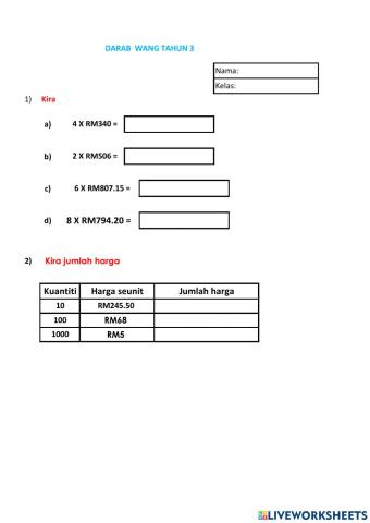 Matematik tahun 3 darab wang