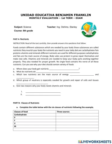 First term science exam